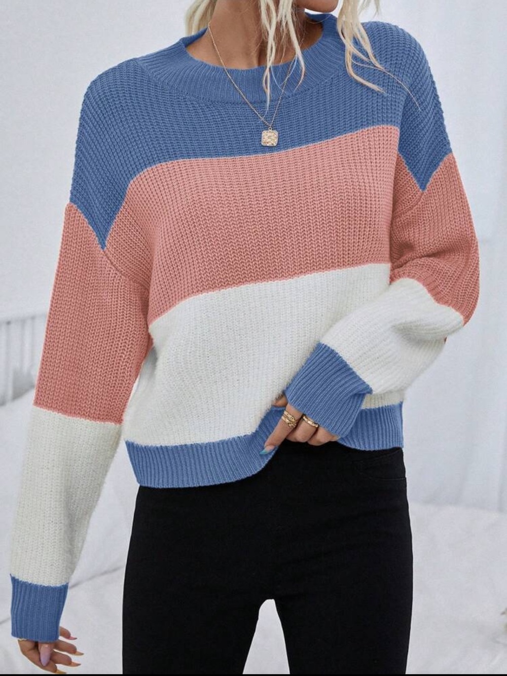 SHEIN Colorblock Sweater - Picture 1 of 4